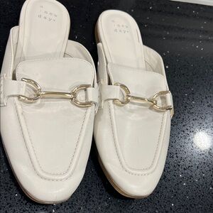 A New Day Women's Cream Mules with Gold Accent